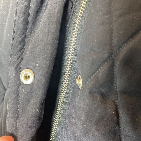 Bogner vintage black quilted long line jacket faux fur hood 4 - Picture 7 of 11